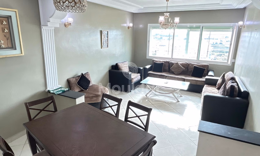 شقة واسعة للإيجار في طنجة، غرفتان مع موقف سيارات