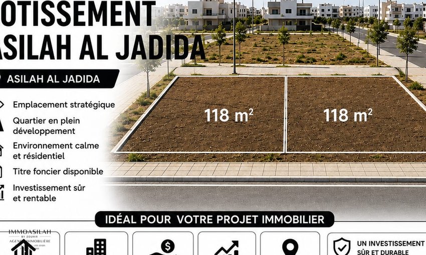 2 Lots de terrain à vendre au Lotissement Asilah Al Jadida