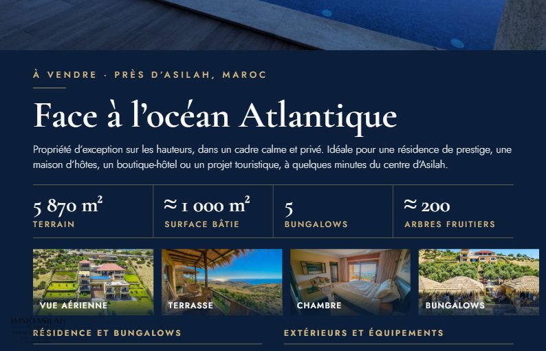 Proprièté de luxe vue sur mer à vendre à Asilah
