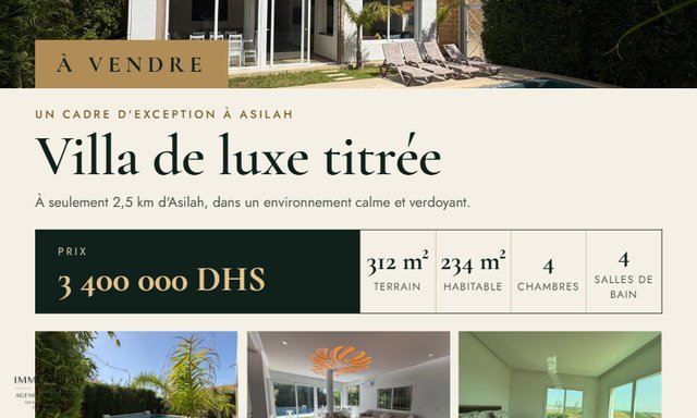 Villa de luxe à vendre à Asilah